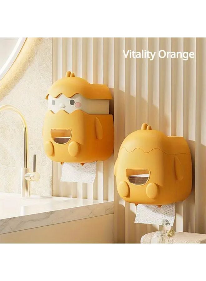 صندوق تخزين الحمام البرتقالي الحيوي المثبت على الحائط، منظم مقاوم للماء بدون حفر - Image 5